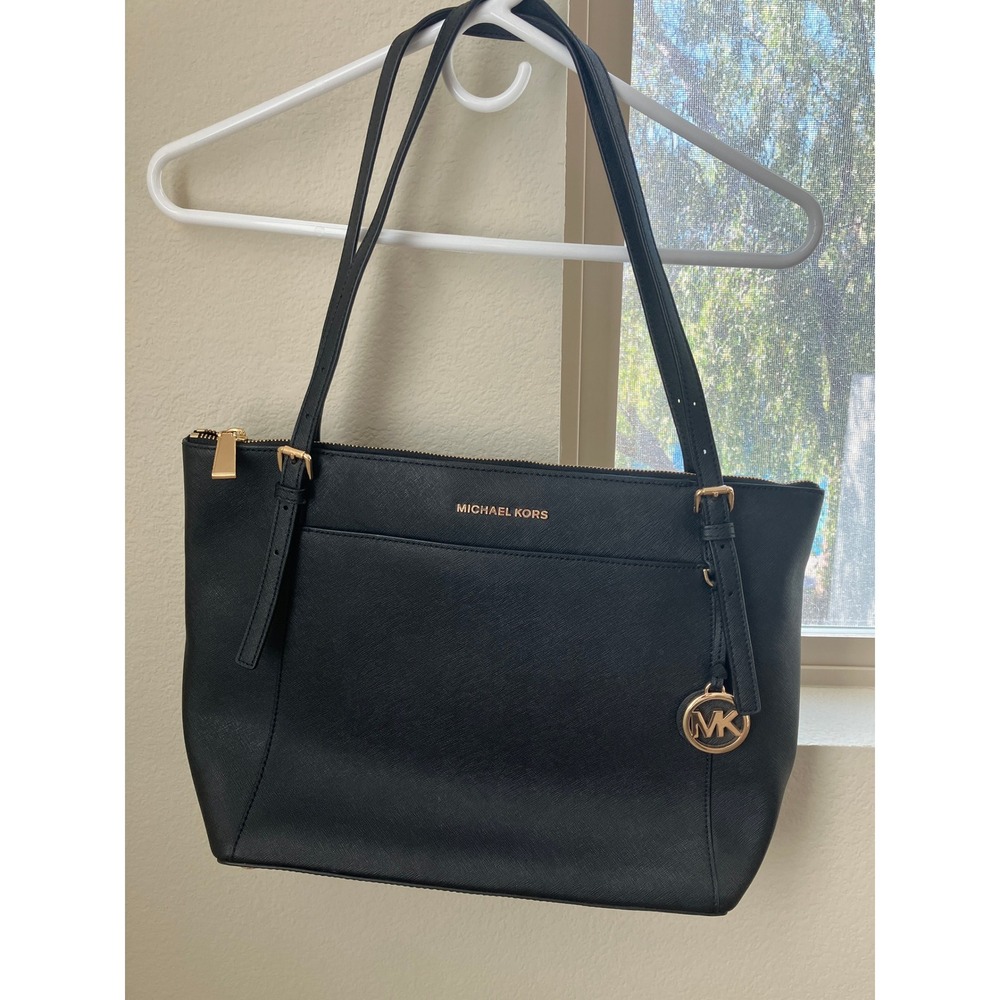Michael Kors Black Saffiano Leather Tote‎ Bag Gold Hardware